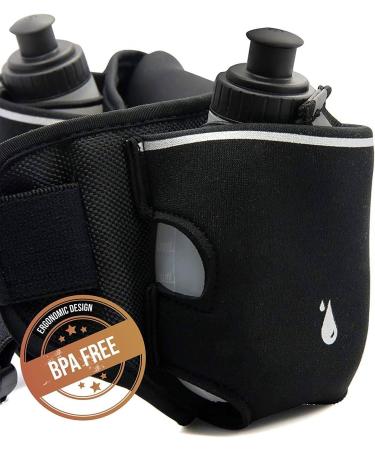 World Voyager Hydration Belt for Runners - High-Quality Reflective Smartphone Pocket BPA-Free Bottles - Black - Buy Online on GoSupps.com