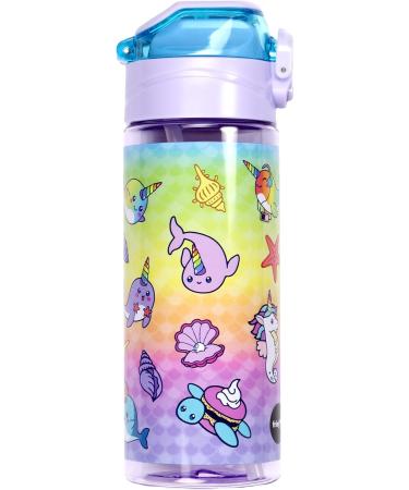 Fringoo Kids Water Bottle with Straw - Leak Proof BPA Free 600ml for School, Nursery & Travel - Narwhal & Seahorse Design - Buy Online on GoSupps.com