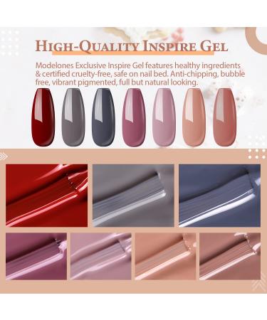 Modelones Gel Nail Polish Kit with UV Light 48W Dryer - 7 Nude Colors Set, Base & Top Coat, Primer, Decorations, Manicure Tools - Perfect Gift for Women - Buy Online on GoSupps.com