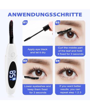 BYCUFF Electric Heated Eyelash Curler USB Charge Makeup Curling Kit Long Lasting Natural Eye Lash Curler White - Buy Online on GoSupps.com