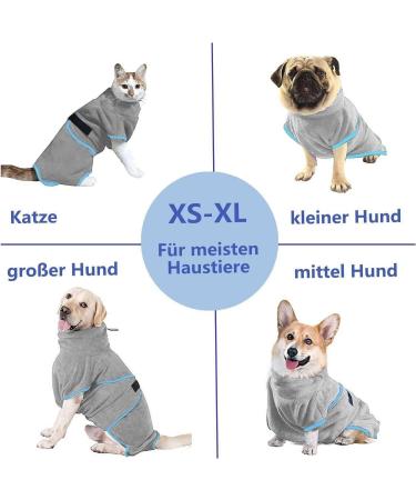 OWBB Extra Suction Dog Bath Towel & Cat Fast Drying Bathrobe - XS Soft Fleece Gray | Adjustable Straps Pet Coat - Buy Online on GoSupps.com