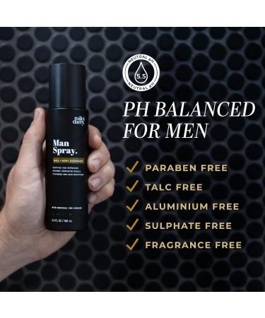 Man Spray - Ball Spray for Men- 100% Natural Mens Body Spray - Our Deodorant for Men is Protecting Refreshing & Fights Against Odors Chafing Itchiness Skin Irritations Fresh 3.4 Fl Oz (Pack of 1) - Buy Online on GoSupps.com