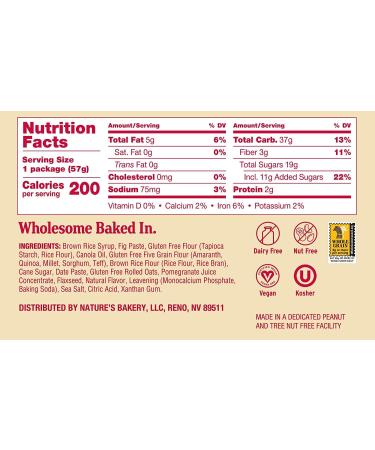 Nature's Bakery Gluten Free Fig Bars Pomegranate - 12 Twin Packs (24 Bars) Vegan Snacks Non-GMO - Buy Online on GoSupps.com