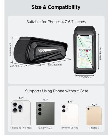 Buy Lemego Waterproof Frame Bag - Bicycle Pocket with Rain Cover & Reflector Strip - Fits Smartphones Up to 6.7 inch - Ideal for Bicycles & Motorcycles - Buy Online on GoSupps.com