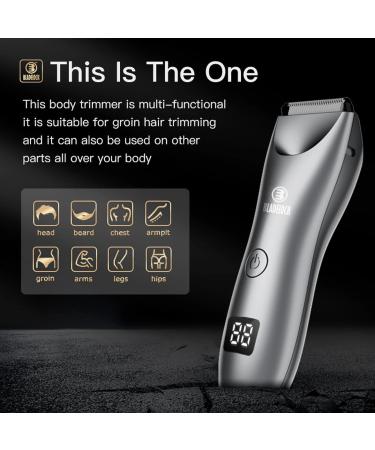 Men's Electric Body Trimmer - Skin-Safe Ceramic Blade, Pubic Groin Hair Trimmer, Waterproof & Rechargeable - With LED Light & Charging Dock - Buy Online on GoSupps.com
