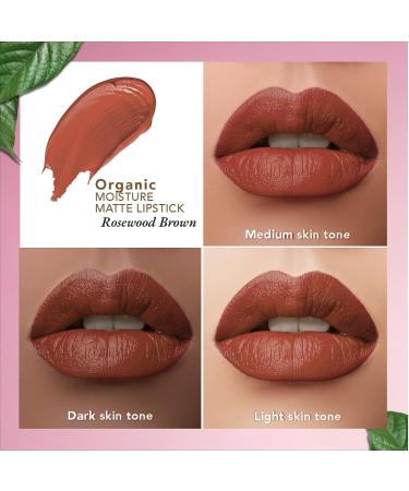 Moisture Matte Lipstick - Rosewood Brown | Long-Lasting Creamy Organic & Vegan | Hydrating Formula | Cruelty-Free | 4gm - Buy Online on GoSupps.com