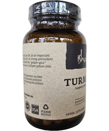 ISHA Turmeric Herbal Supplement 990 mg - 90 Vegetarian Capsules Non-GMO Gluten Free  - Buy Online on GoSupps.com