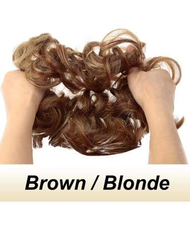 JJstar 2PCS Messy Bun Hair Pieces - Brown & Blonde Curly Fake Hair Buns for Women & Girls - Buy Online on GoSupps.com