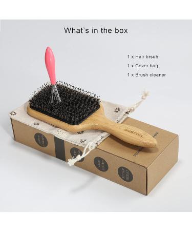 BESTOOL Boar Bristle Hair Brush for Women Men Kids - Wet/Dry Hair Smoothing & Detangling - Enhance Shine & Health - Square Design - Buy Online on GoSupps.com