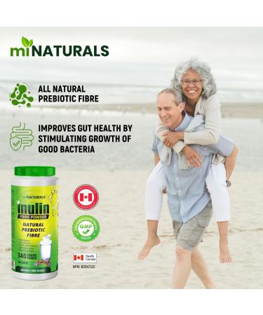 Pure Inulin Fiber Powder Natural Prebiotic Fibre Supplement Clear and Taste Free Increases good bacteria Made from Chicory Root - 106 DOSES - 340 grams - by miNATURALS - Buy Online on GoSupps.com