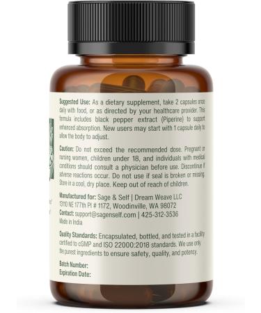 Sage & Self Inner Power Capsules Adaptogen Blend with Ashwagandha Shilajit Rhodiola & Black Pepper Supports Energy Resilience & Mental Clarity 1400 mg per Serving 60 Vegan Capsules - Buy Online on GoSupps.com