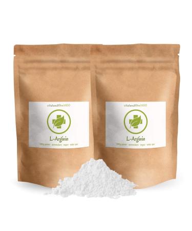 L -arginine base powder 1 kg (2 x 500 g) - vegetable through fermentation - vegan pure gluten- lactose -free - pure L -arginine powder - without auxiliary and additives - Buy Online on GoSupps.com