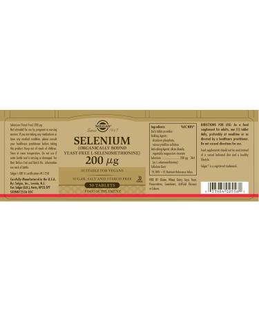 Solgar Selenium (Yeast-Free) 200 g Tablets - Pack of 250 - Healthy Hair and Nails - Supports The Immune System - Vegan and Gluten Free Fish 50 count (Pack of 5) - Buy Online on GoSupps.com