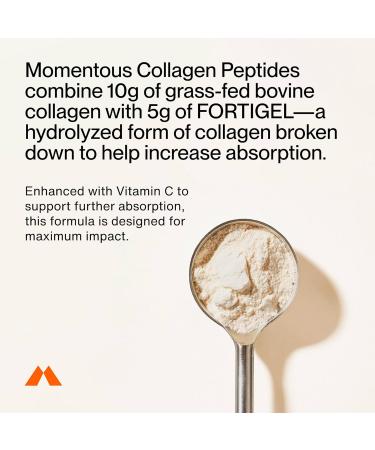 Momentous Grass-Fed Collagen Peptides Powder - Collagen Protein Powder with Fortigel & Vitamin C for Hair, Skin, Nails, & Joint Health Support - NSF Certified for Sport - Packaging May Vary 30-Serving Container - Buy Online on GoSupps.com