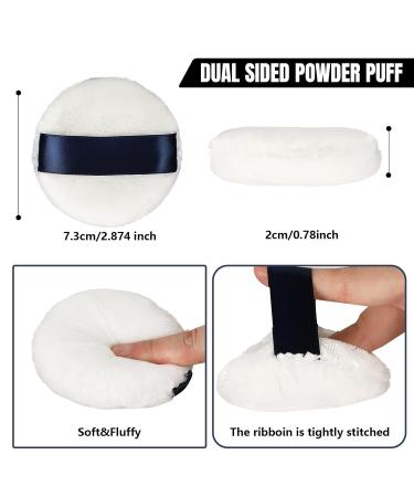 Whaline 4 Pack Velour Powder Puff - 2.9 Inch Washable Cotton Puffs with Ribbon & Case for Foundation Body & Loose Powder (White - Buy Online on GoSupps.com