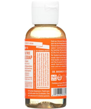Dr. Bronner's Travel Size Tea Tree Castile Soap - 2 FZ | Natural Organic Cleanser for Skin & Body | Shop Internationally - Buy Online on GoSupps.com
