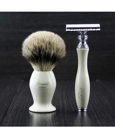 Buy Haryali London Double Edge Shaving Razor & Badger Hair Brush Kit | Premium Shaving Set for Men | International Shipping Available - Buy Online on GoSupps.com