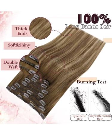 Easyouth Balayage Brown to Honey Blonde Clip in Hair Extensions - 7Pcs 70g 12 Inch #4/24/4(#4/27/4) - Buy Online on GoSupps.com