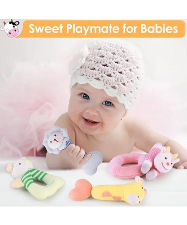 iPlay iLearn 4 Plush Baby Rattle Farm Animals Set - Hand Grab Sensory Shaker Toys for Boys and Girls - Unique Infant Shower Gift for Toddlers 2-18 Months - Buy Online on GoSupps.com