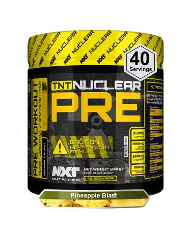 NXT Nutrition TNT Nuclear Pre Workout Pre Work Out Energy Drink| L-Citrulline Beta Alanine 350mg Caffeine for Pump Endurance & Focus - 40 Servings Mixed Candy Vegan (Pineapple) 240 g (Pack of 1) - Buy Online on GoSupps.com
