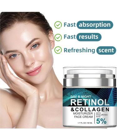 Advanced Retinol Collagen Cream for Face with 5% Hyaluronic Acid Anti-Aging Retinol Cream Anti-Wrinkle Reduce Fine Lines Lifting and Firming Cream 24-Hour Facial Care Suitable For Most Skin Types 50ml - Buy Online on GoSupps.com