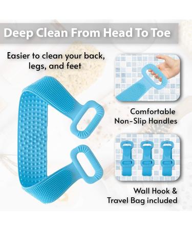 Silicone Body Back and Foot Scrubber Brush - Exfoliator for Shower or Bath - Extra Long Handle for Men and Women - Dry and Wet Brushing - Buy Online on GoSupps.com