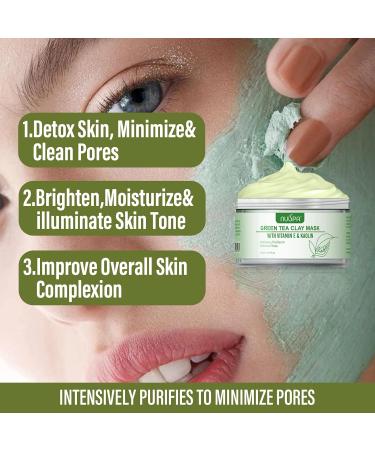 Organic Green Tea Clay Face Mask | Anti-Wrinkle Dark Circle Removal | Skincare for Men & Women | Daily Repairing Treatment - Buy Online on GoSupps.com