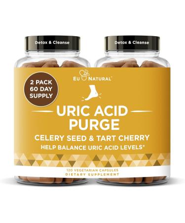 Purge! Uric Acid Flush Eat & Drink What You Want Detox and Cleanse with Celery Seed Extract Tart Cherry & Chanca Piedra for Effective Joint Support & Active Mobility 120 Soft Vegan Capsules