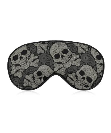 Skull and Paisley Sleep Mask for Women Adjustable Sleeping Eye Shades Cover with Elastic Strap