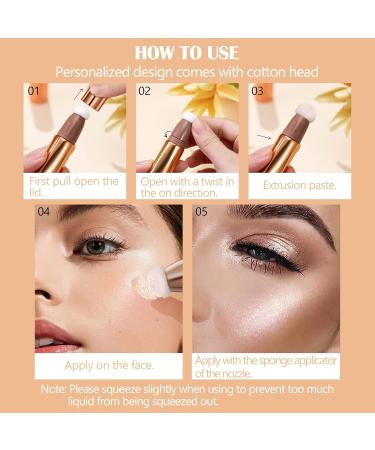 Prreal 3PC Cosmetic Beauty Wand Set - Liquid Face Concealer Blush & Highlighter Pen - Waterproof Matte Contour Stick with Cushion Applicator - Buy Online on GoSupps.com