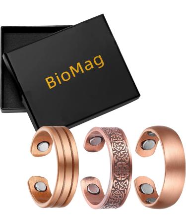 Buy BioMag Magnetic Copper Rings for Men & Women - Set of 3 Solid Pure Copper Thumb Rings - Perfect Gift Jewelry - Buy Online on GoSupps.com