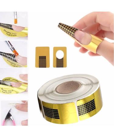 100PCS Nail Art Tips Golden Extension Forms Guide DIY Tool Acrylic UV Gel US