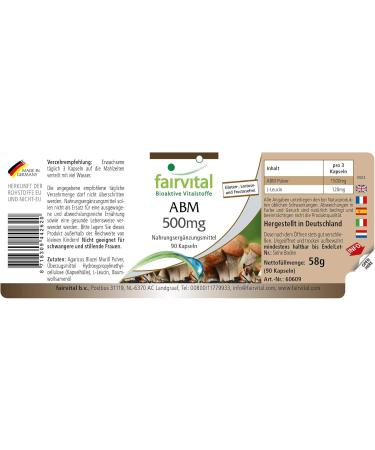 Fairvital | ABM 500mg - Agaricus Blazei Powder in capsules - VEGAN - 90 capsules - Buy Online on GoSupps.com