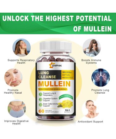 Mullein Leaf Extract for Lungs, Lung Cleanse Lung Detox for Smokers, Vegan, Non-GMO, Immune Digestive Support, 60-Count 60 Count (Pack of 1) - Buy Online on GoSupps.com
