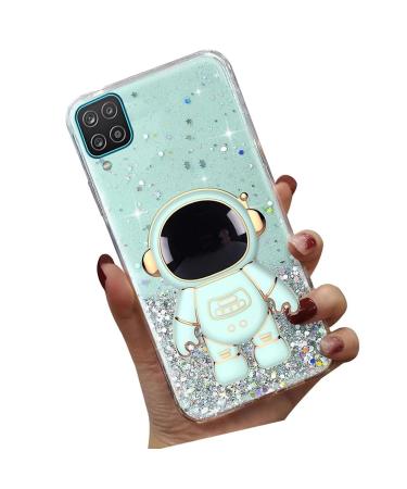 Tivenfezk Nadoli for Samsung Galaxy A22 4G astronaut Hidden Stand Cover caricature glitter stand soft silicone bling transparent protective cover samsung galaxy a22 4g green