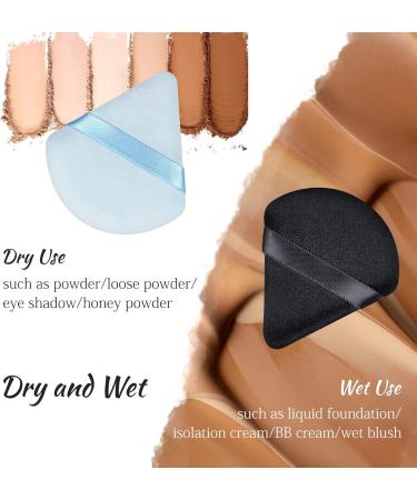 2 Pcs Soft Triangle Velour Makeup Powder Puff Set for Pressed and Loose Powder - Black+Blue - Buy Online on GoSupps.com