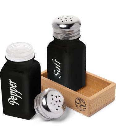 Glass Farmhouse Salt and Pepper Shakers Set - Rustic Black Kitchen Decor - Ideal for Home, Restaurant, or Wedding Gifts - Buy Online on GoSupps.com