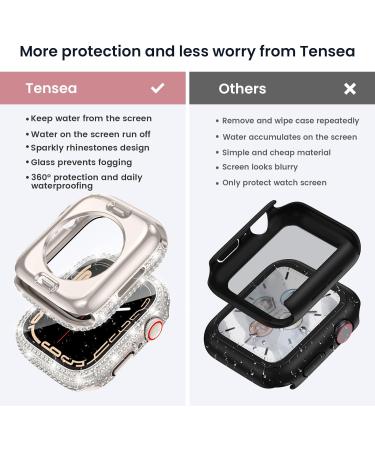  2 in 1 Tensea for Waterproof Apple Watch Screen Protector Case Series 8 7 41mm Accessories iWatch Hard PC Diamond Front & Back Bumper Case with Tempered Glass Film Bling Face Cover Women 41 mm for 41mm Only Starlight - Buy Online on GoSupps.com