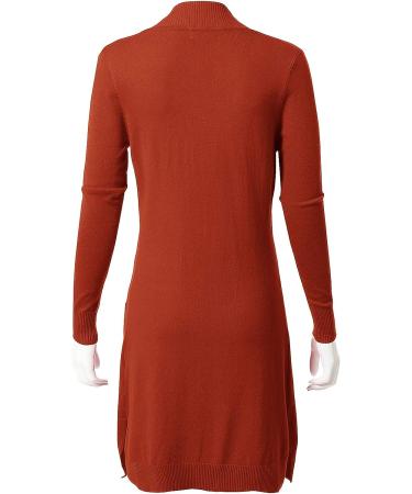MAYSIX APPAREL Long Sleeve Open Front Cardigan with Pocket for Women - Rust (S-3XL) - Buy Online on GoSupps.com