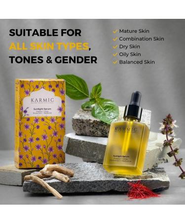 Karmic Skin Brightening Vitamin C Face Serum: With Saffron & Vit. E | Hydrate & Reveal Bright Glowing Skin | Correct Dark Spots | Treat Hyperpigmentation | Organic Facial Oil Skin Care | Women & Men - Buy Online on GoSupps.com