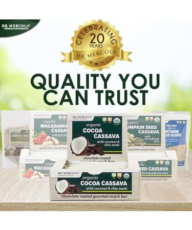 Dr. Mercola Organic Cocoa Cassava Coconut Chia Bars - 12 Bars, Chocolate-Coated Gourmet Snack Bar, Non GMO, Soy Free, Gluten Free, USDA Organic - Buy Online on GoSupps.com