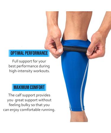 360 RELIEF Compression Calf Sleeves for Men and Women | Shin Splints Muscle Cramps Workout Support | Running Hiking Marathon | M L XL | Blue L-Single - Buy Online on GoSupps.com