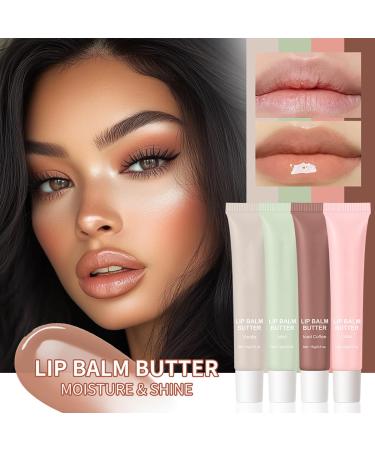 4 Flavors Butter Lip Balm Set Nourishing And Hydrating Lip Gloss Long-Lasting Moisturizing Non-Sticky Lip Tint Soothes And Softens Dry Lips Natural Ingredient Lip Care (4 Flavors) - Buy Online on GoSupps.com
