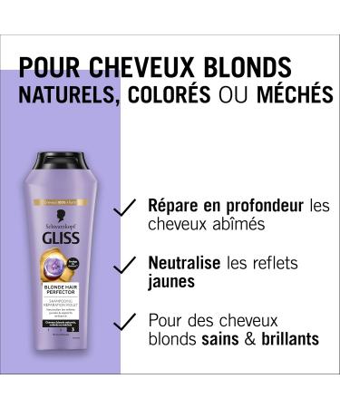 Schwarzkopf - GLISS - Violet Repair Shampoo - Blonde Hair Perfector - Neutralizes Yellow Highlights - Adds Shine - Natural Colored or Highlighted Blonde Hair - Intense Care - 250ml - Buy Online on GoSupps.com