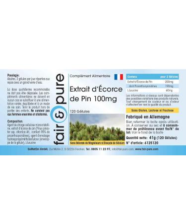 Fair & Pure - Pine bark extract 100mg - standardized to 95% proanthocyanidins - vegan - 120 capsules - Buy Online on GoSupps.com