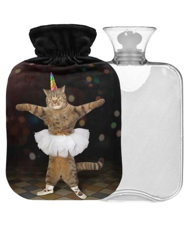 Naanle cat ballet dancer hot bottle with cover transparent hot water bottle 1l warm steadel for bed handfoot warmer pain relief heat and cold therapy
