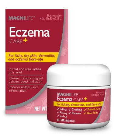 MagniLife Eczema Care+ Moisturizing Gel for Itchy Dry Skin Last Relief for Dermatitis and Eczema Flare-Ups - Natural Ingredients Aloe Calendula & Tea Tree Oil - Steroid-Free Paraben-Free - 2 oz
