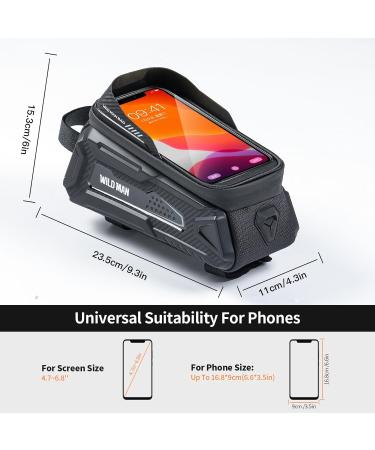 Chiclew Waterproof Bicycle Pocket Frame Bag - Mecha-Style Handlebar Storage with Sun Visor & Touchscreen for Smartphones - M30 Black - Buy Online on GoSupps.com