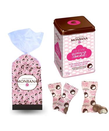 MONBANA | Boite de 20 Mini-Guimauves emball es individuellement et sa recharge de 40 Mini|Guimauves | A offrir ou d guster en toute intimit Boite + sachet