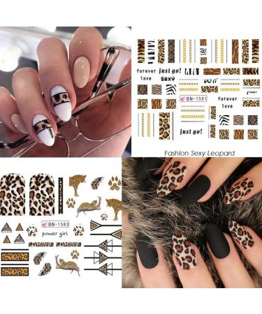 Leopard Print Nail Stickers Set - 12 Sheets Water Transfer Decals for Geometric Animal Art Designs, Manicure Supplies - Buy Online on GoSupps.com